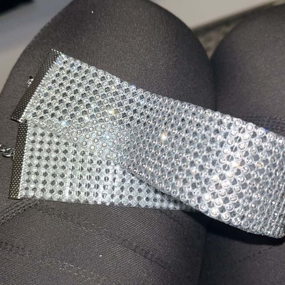 Modern Silver Rhinestone Choker - Picture 7 of 7